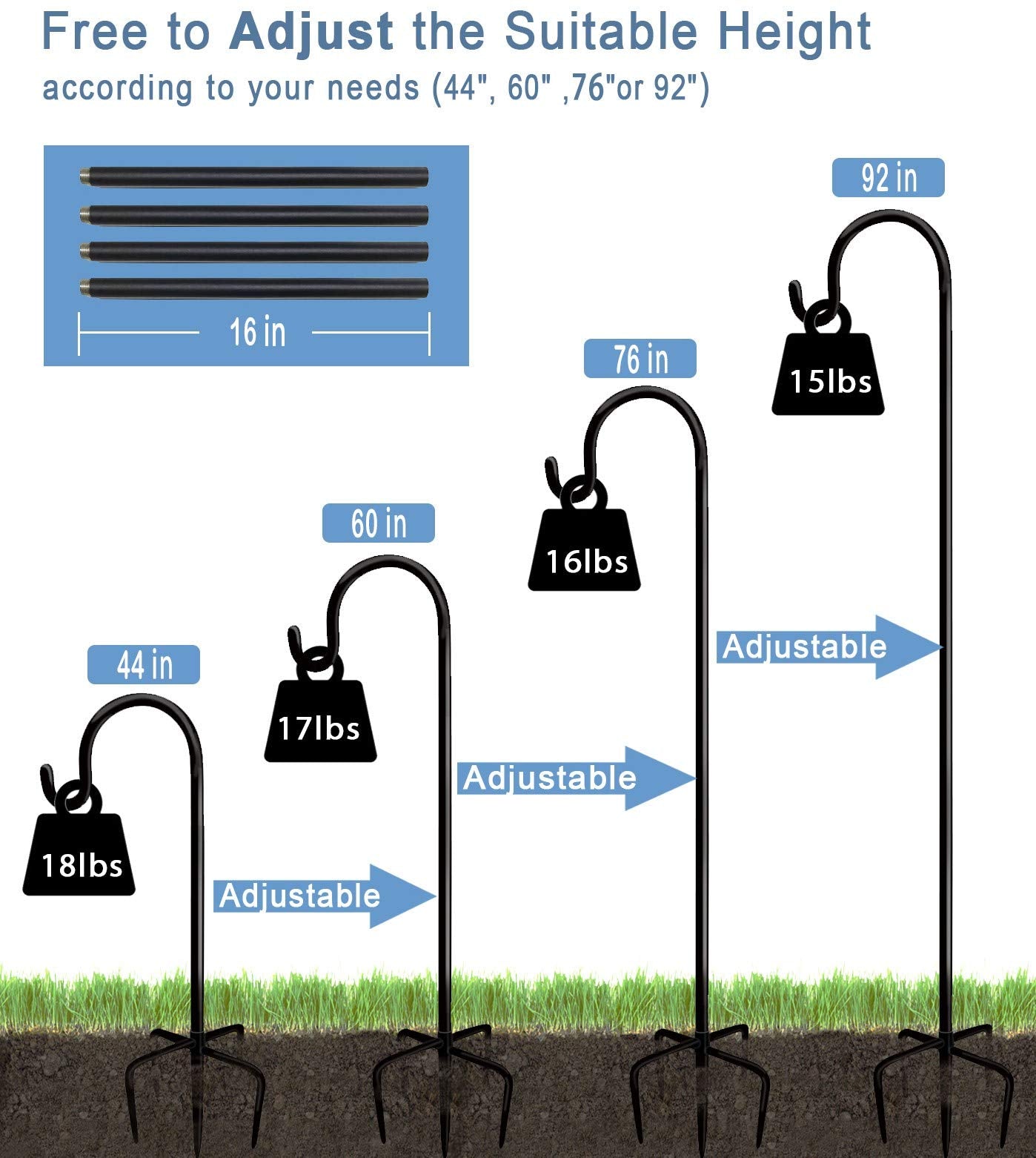 Artigarden sturdy ground-prong design ensures secure installation on soil or sand.