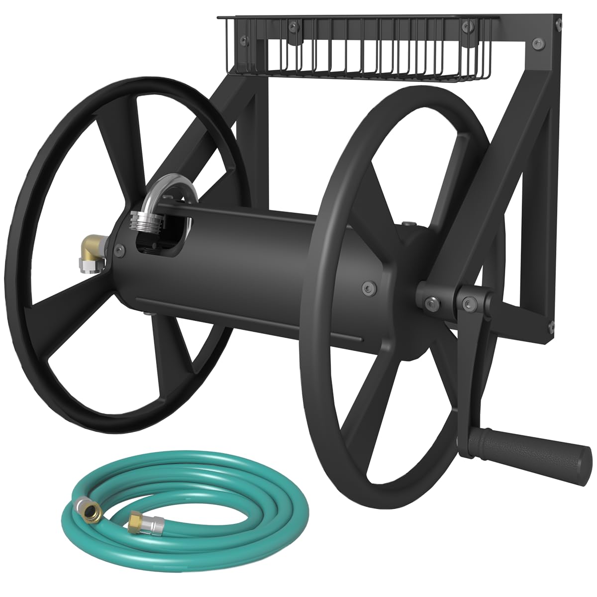 Artigarden triangle wall-mounted hose reel for tidy yards and easy access.