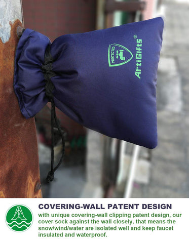 ArtiGifts Pro cover-wall clip design shielding against snow and wind for outdoor faucets