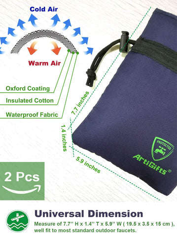 ArtiGifts Pro faucet cover waterproof material closeup showing heavy-duty insulation for harsh weather