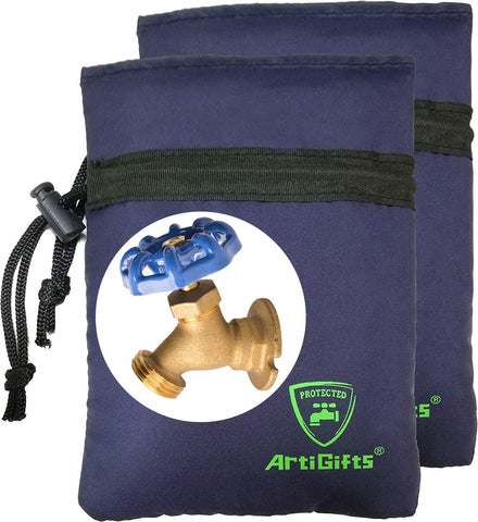 ArtiGifts Pro outdoor faucet cover over a spigot to prevent winter leaks