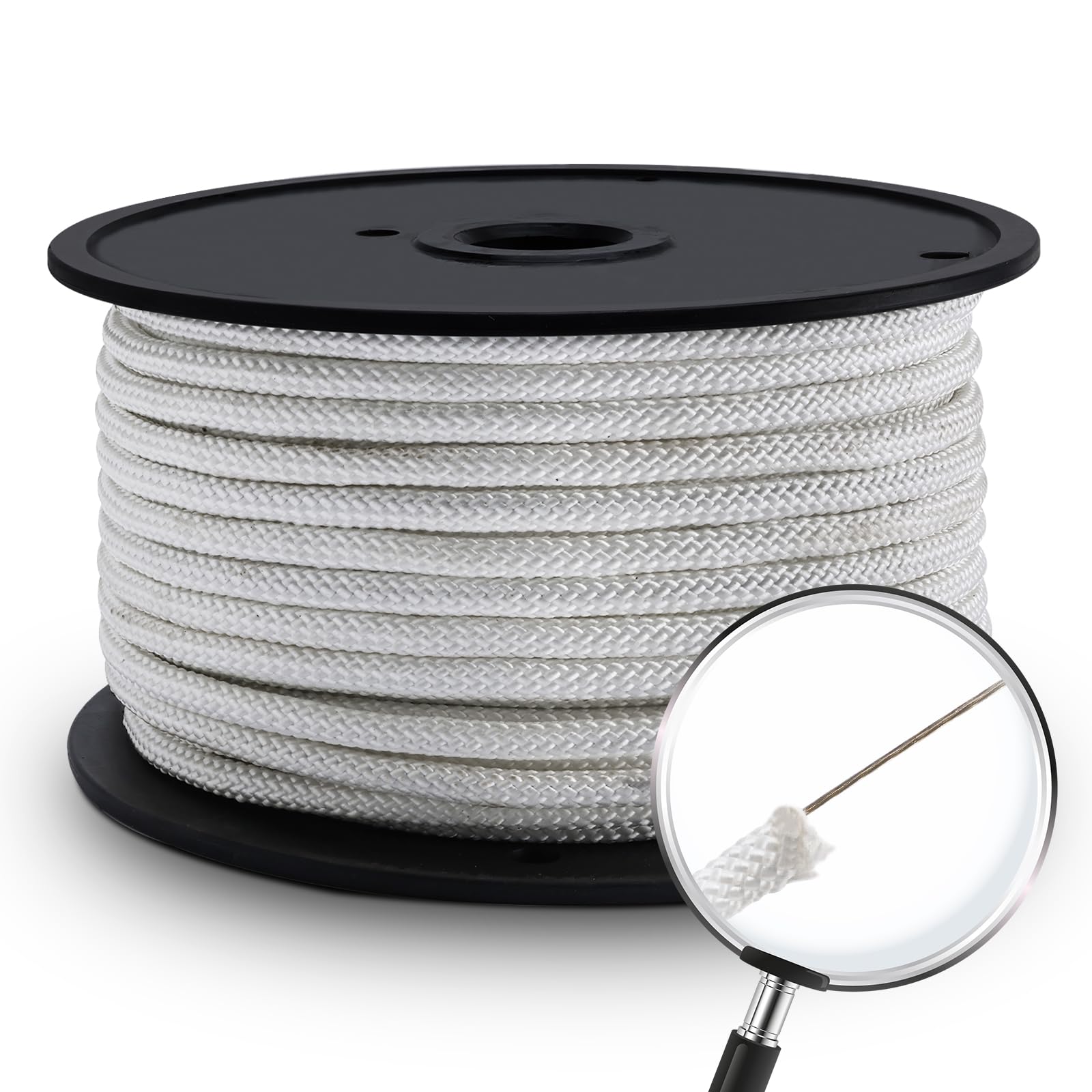 Artilife flagpole rope on a spool enabling quick, tangle-free installation.