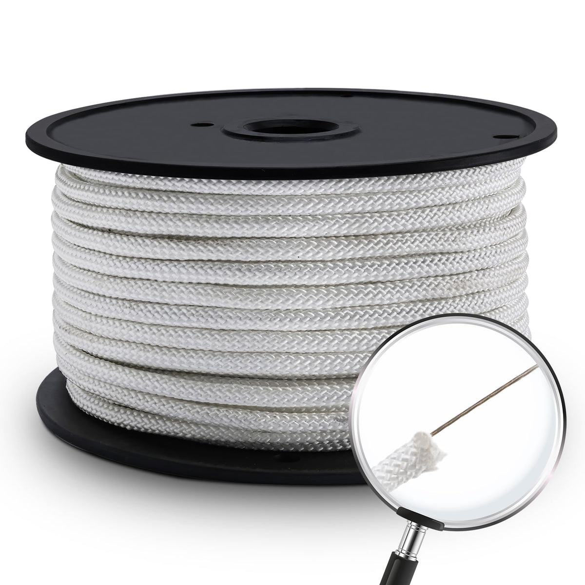 Artilife flagpole rope on a spool enabling quick, tangle-free installation.