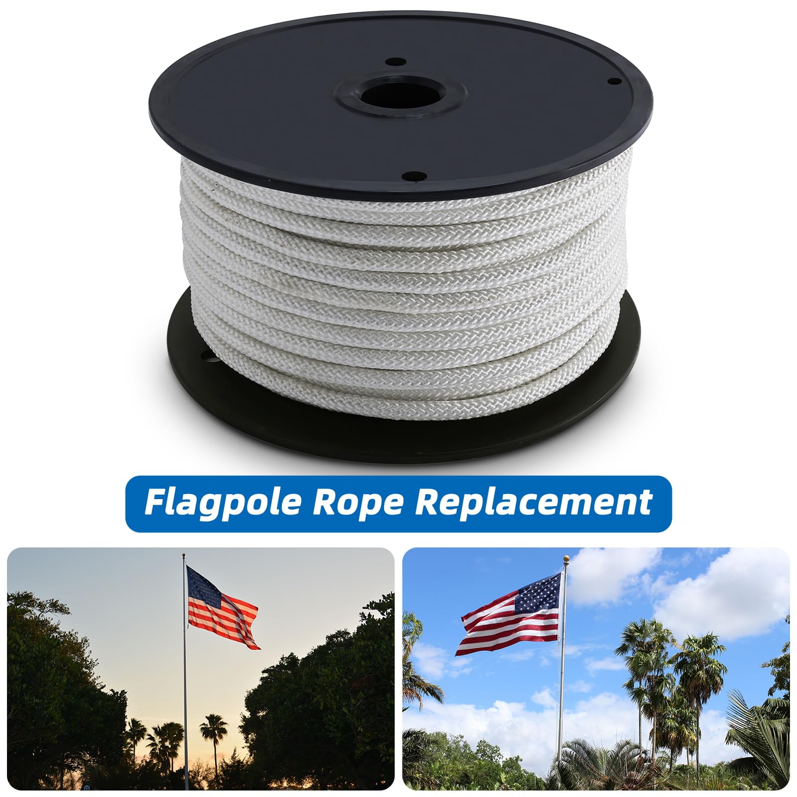 Artilife 150 ft rope versatile for indoor and outdoor flagpoles.