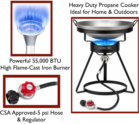 Artisan Fire complete set helps you prepare meals quickly on patios or during camping.