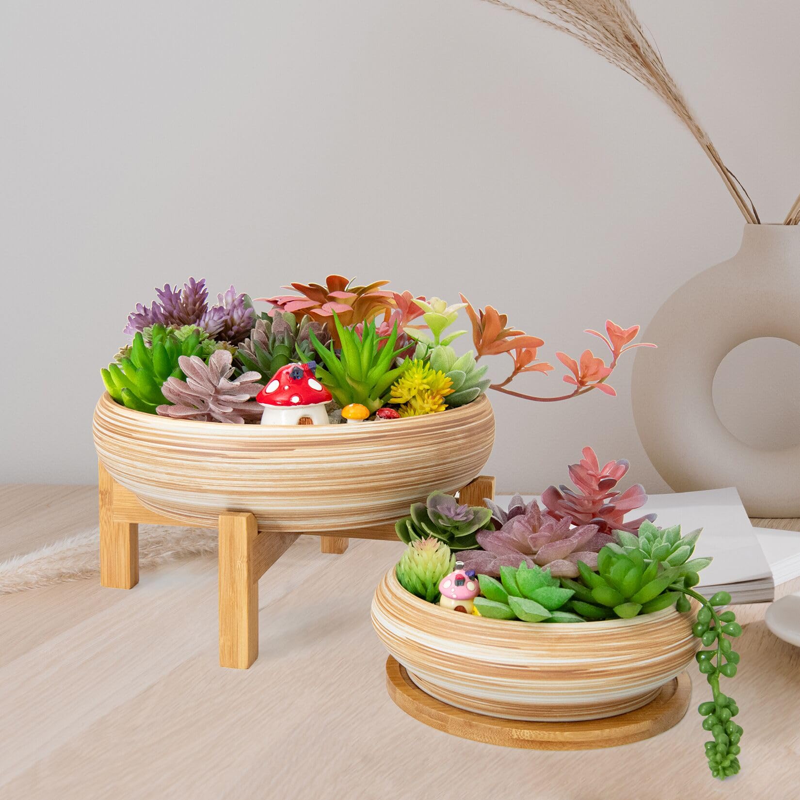 ARTKETTY ceramic bonsai planter with modern design for displays.