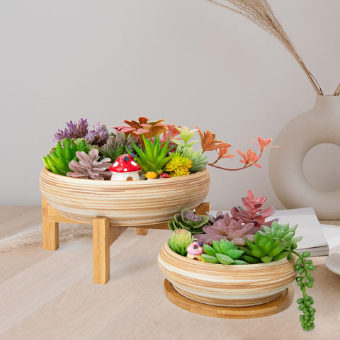 ARTKETTY ceramic bonsai planter with modern design for displays.