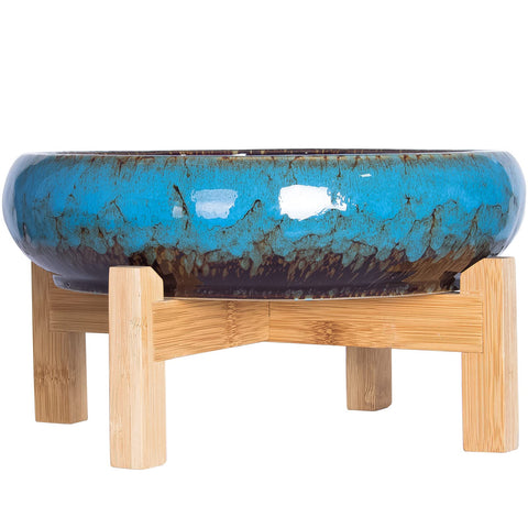 ARTKETTY ceramic bonsai pot with drainage enables balanced outdoor watering.