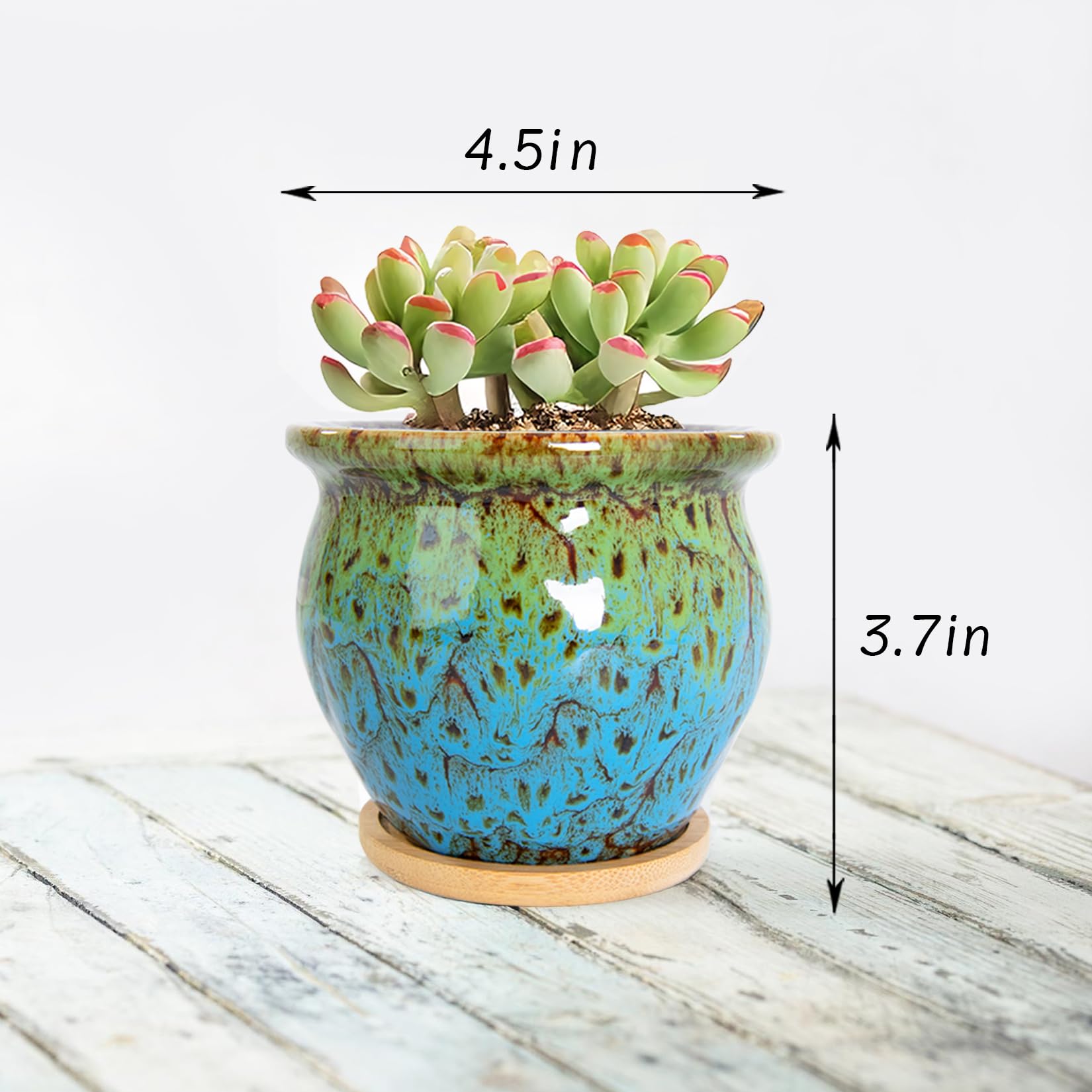 ARTKETTY ceramic planters 4.5-inch ideal for desk succulents.