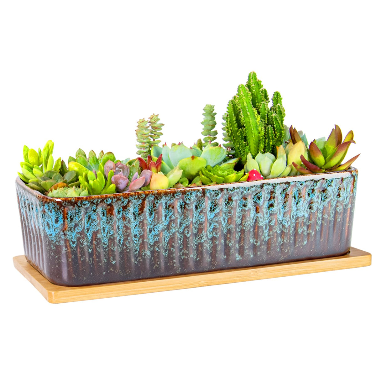 ARTKETTY rectangle ceramic succulent pot with drainage for healthy indoor plants