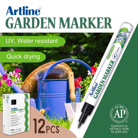 Close-up of Artline markers showing aluminum barrel for comfort