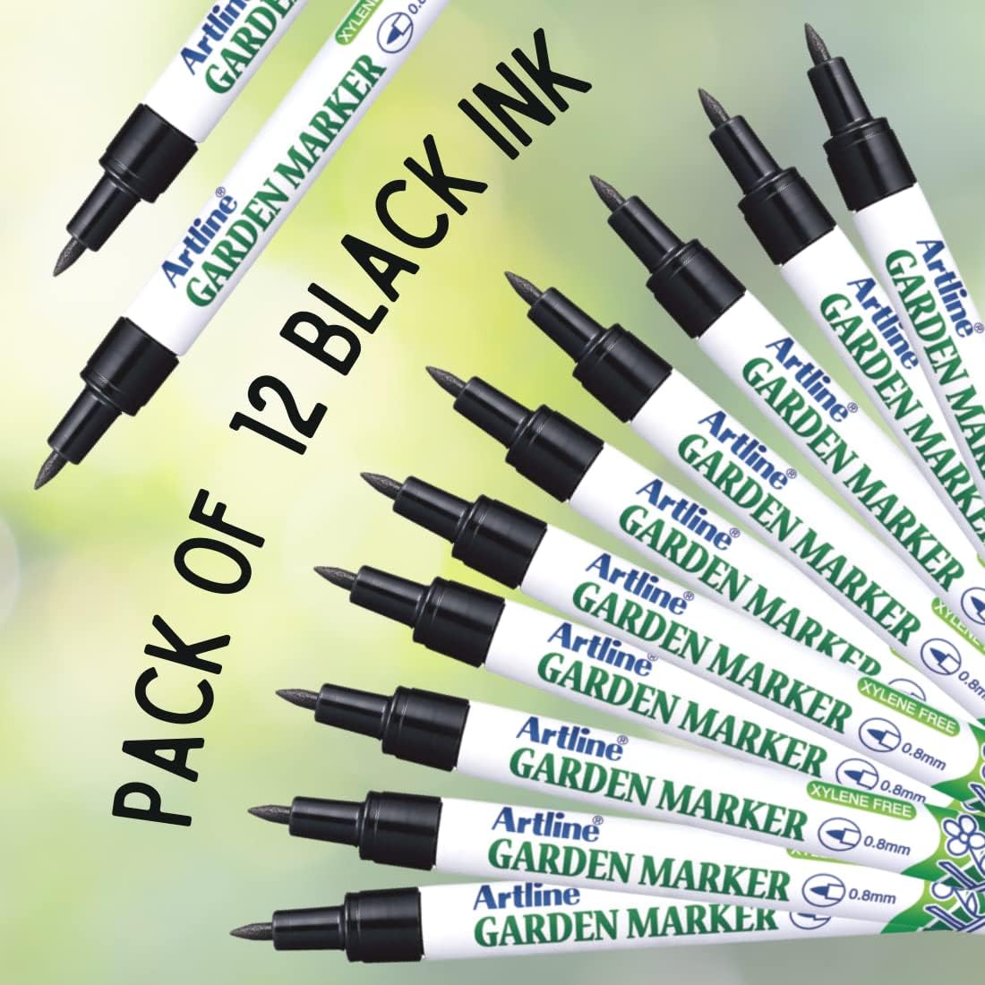 Marker labeling wooden stake in wet garden conditions