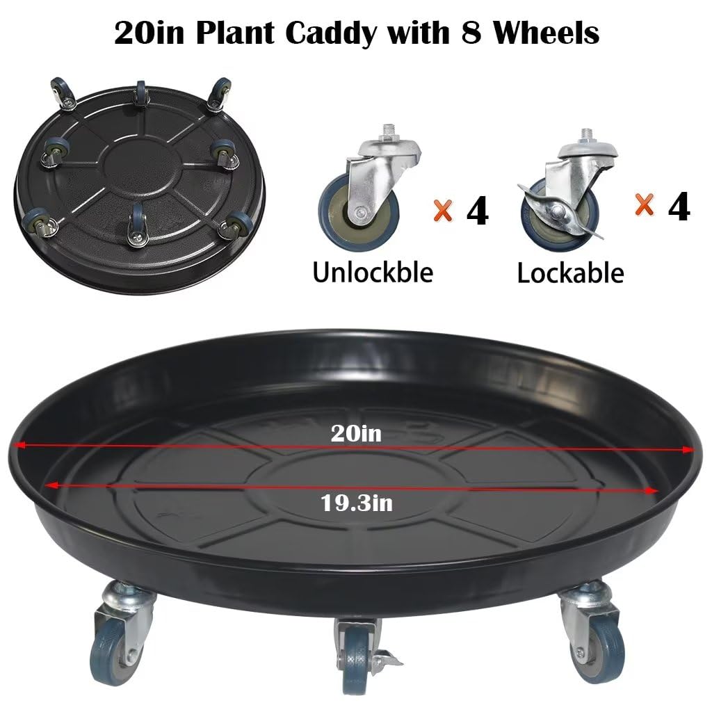 ARTLINE heavy-duty plant caddy supports large pots with easy maneuverability.