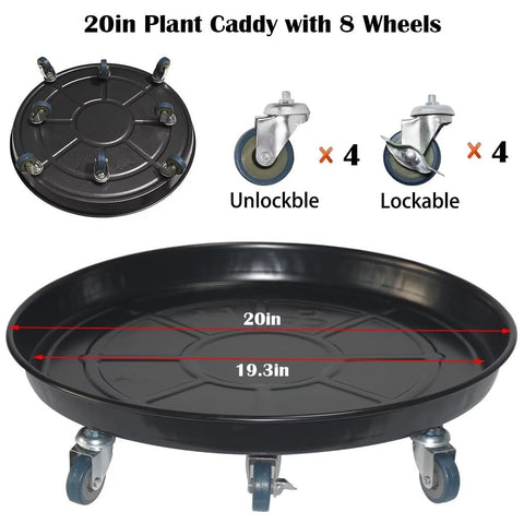 ARTLINE heavy-duty plant caddy supports large pots with easy maneuverability.