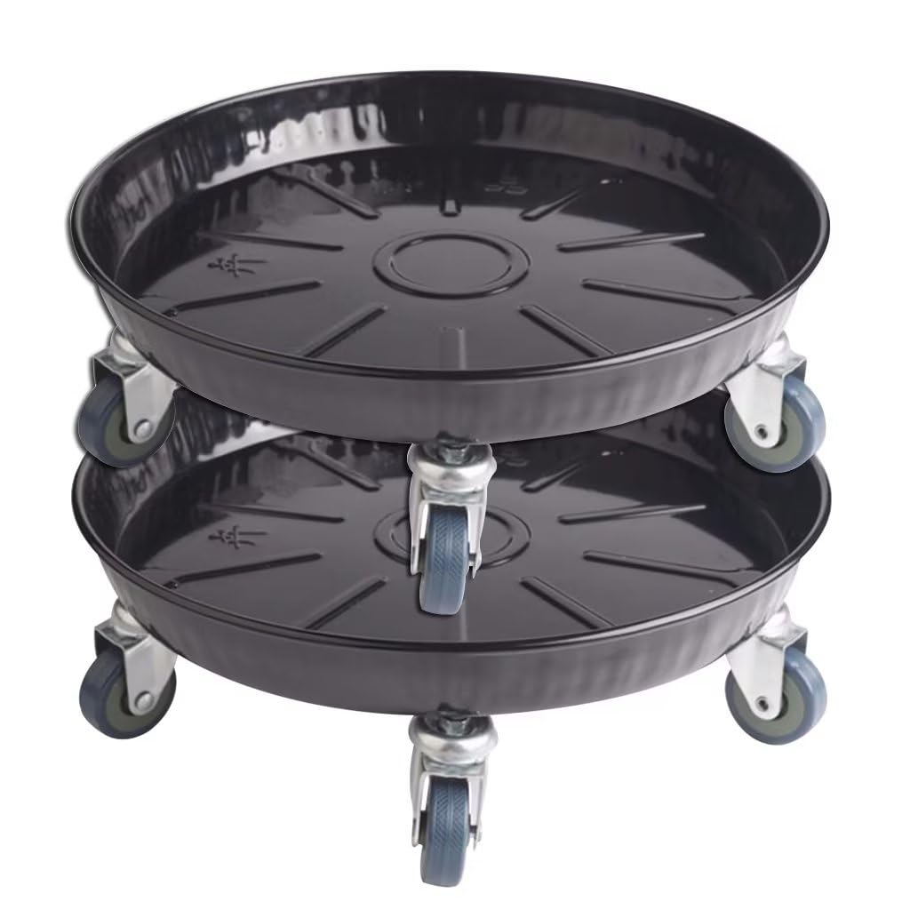 ARTLINE round plant stand with lockable wheels, angle view, easy indoor/outdoor mobility.