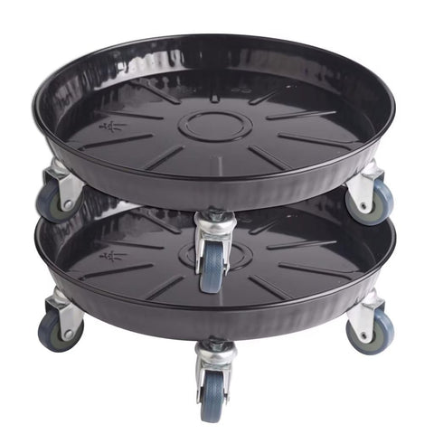 ARTLINE round plant stand with lockable wheels, angle view, easy indoor/outdoor mobility.
