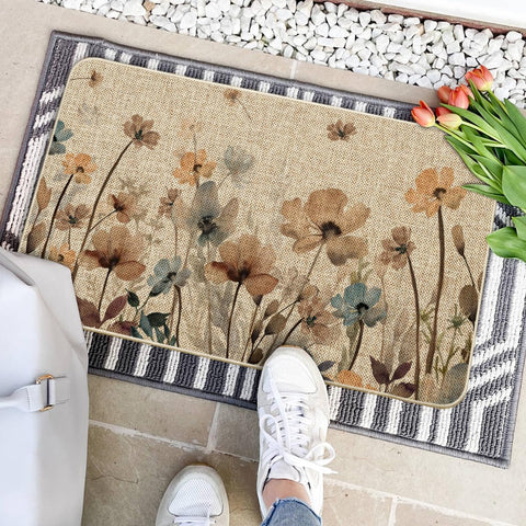 Artoid Mode indoor outdoor welcome rug cleans easily with hose and mild detergent.