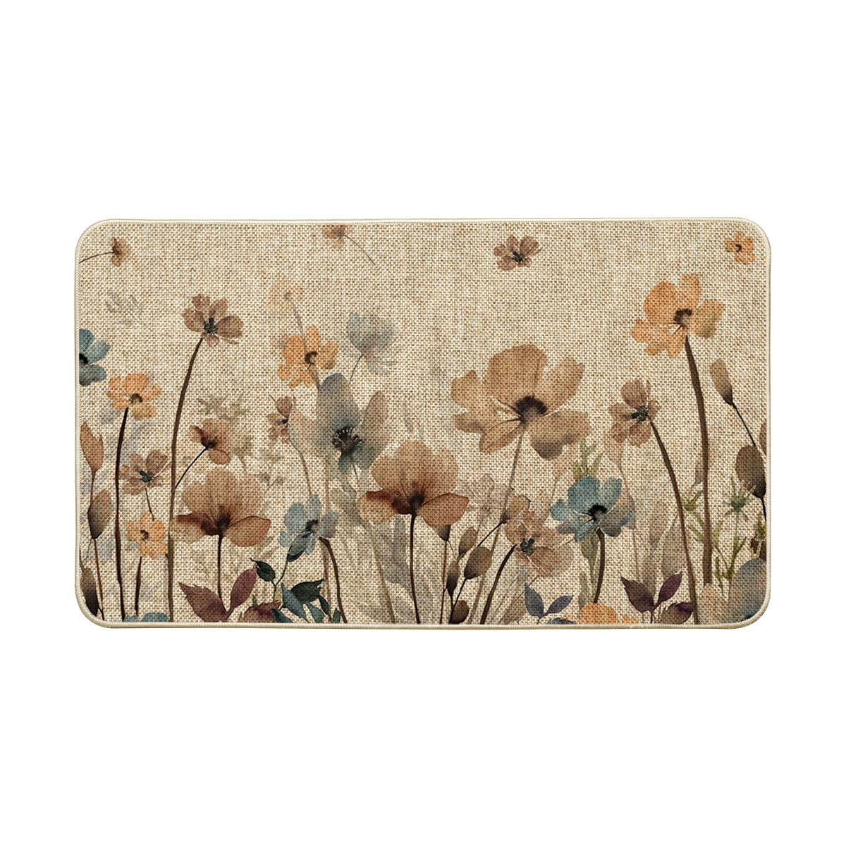 Artoid Mode Poppy Floral Leaves doormat welcomes guests and hides dirt.