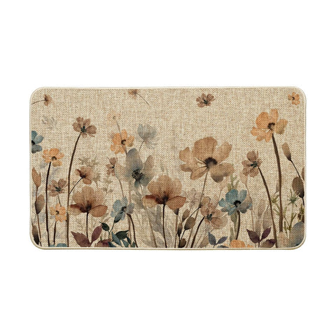 Artoid Mode Poppy Floral Leaves doormat welcomes guests and hides dirt.