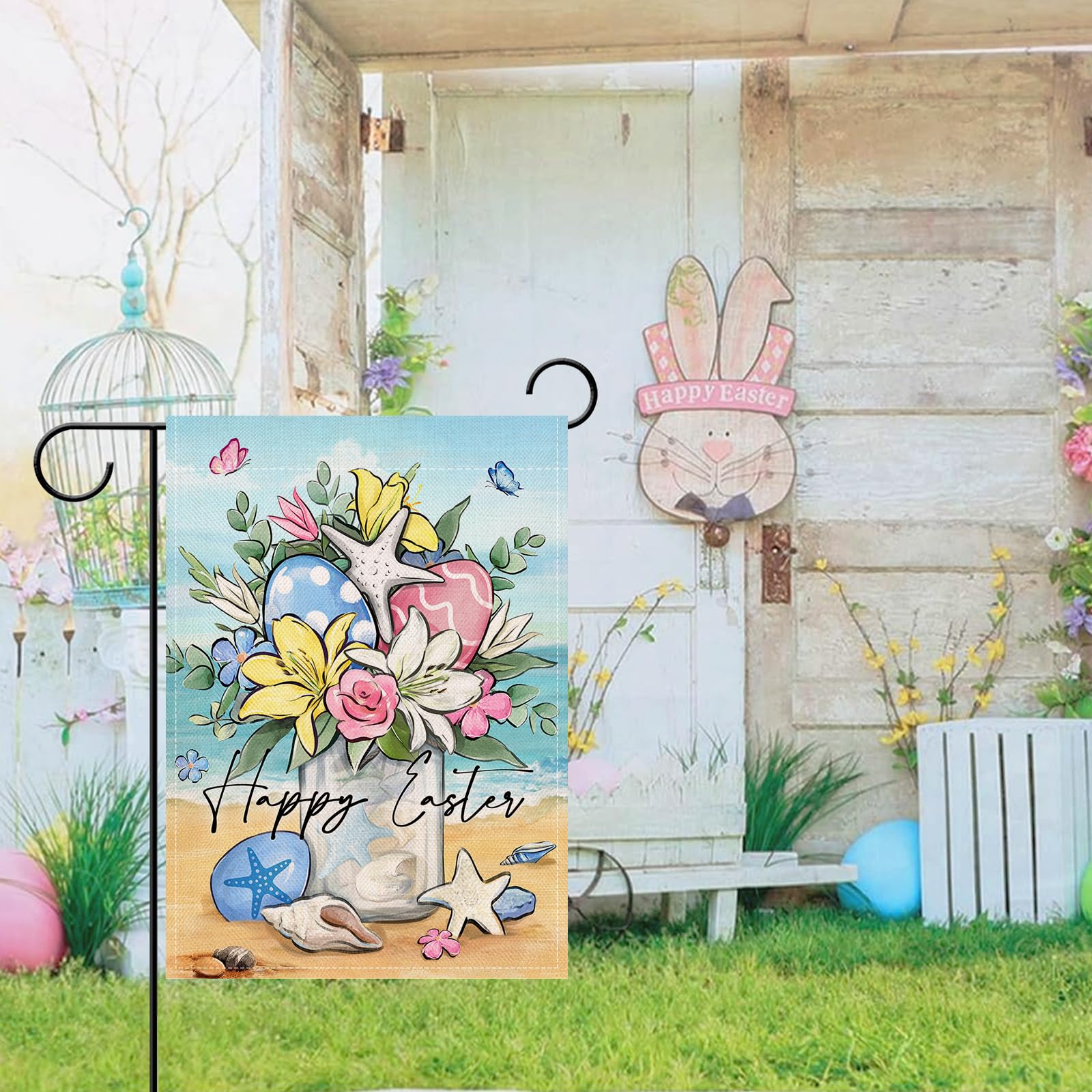 Artofy burlap outdoor flag is weather resistant and double-sided