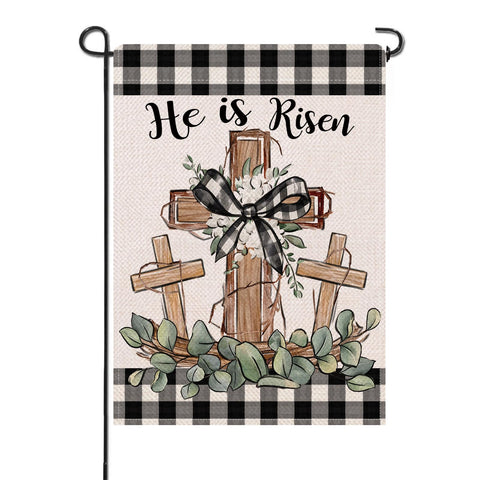 Artofy Christian Easter cross burlap flag for durable outdoor display.
