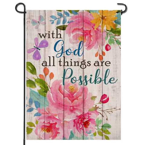 Artofy garden flag front view with peony and butterfly for seasonal outdoor decor