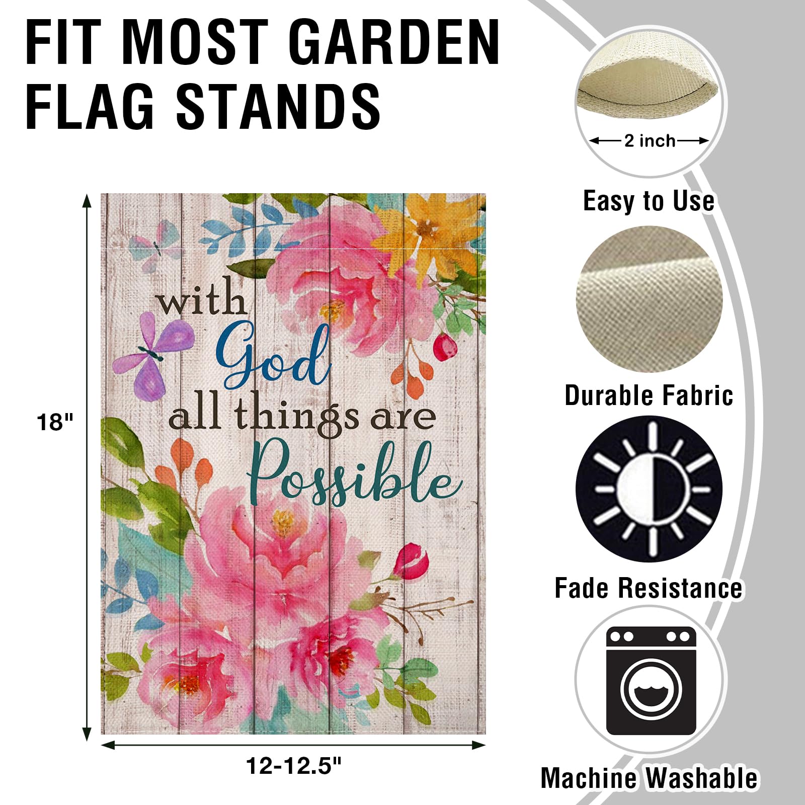 Artofy garden flag peony flower detail highlighting colorfast artwork for long-lasting curb appeal