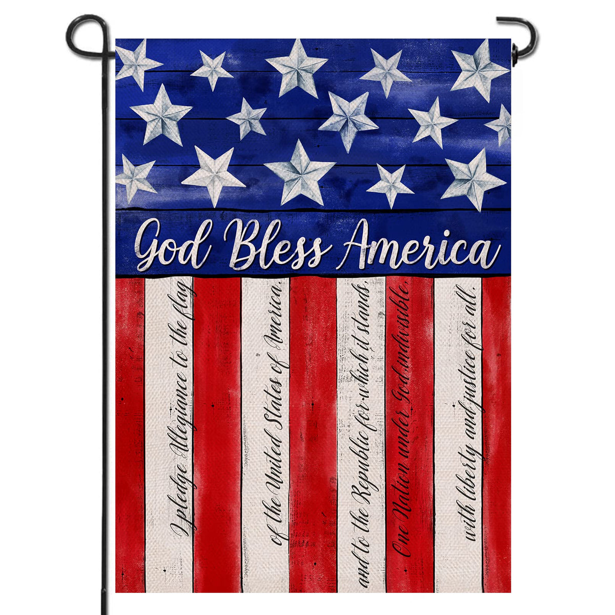 Artofy God Bless America garden flag front view with outdoor vivid colors.