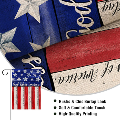 Artofy God Bless America flag hanging on porch adds seasonal charm.