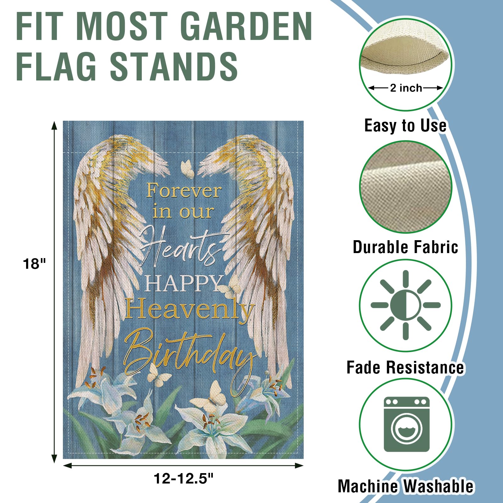 Artofy heavenly birthday garden flag ideal for cemetery or memorial garden.