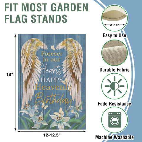 Artofy heavenly birthday garden flag ideal for cemetery or memorial garden.