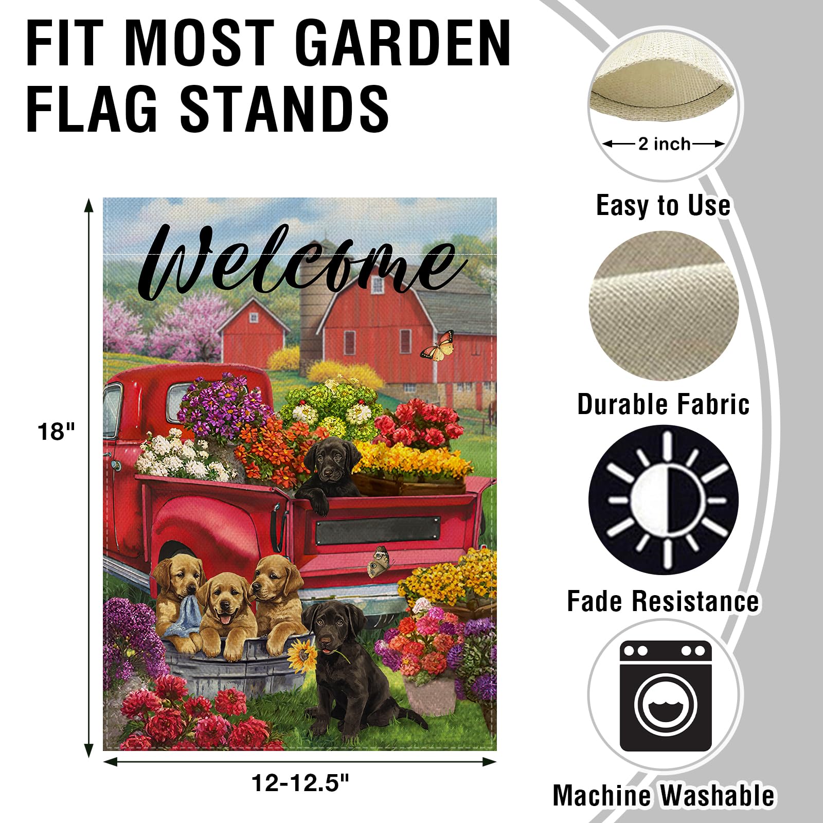 Artofy puppy farmhouse flag adds cozy porch decor.
