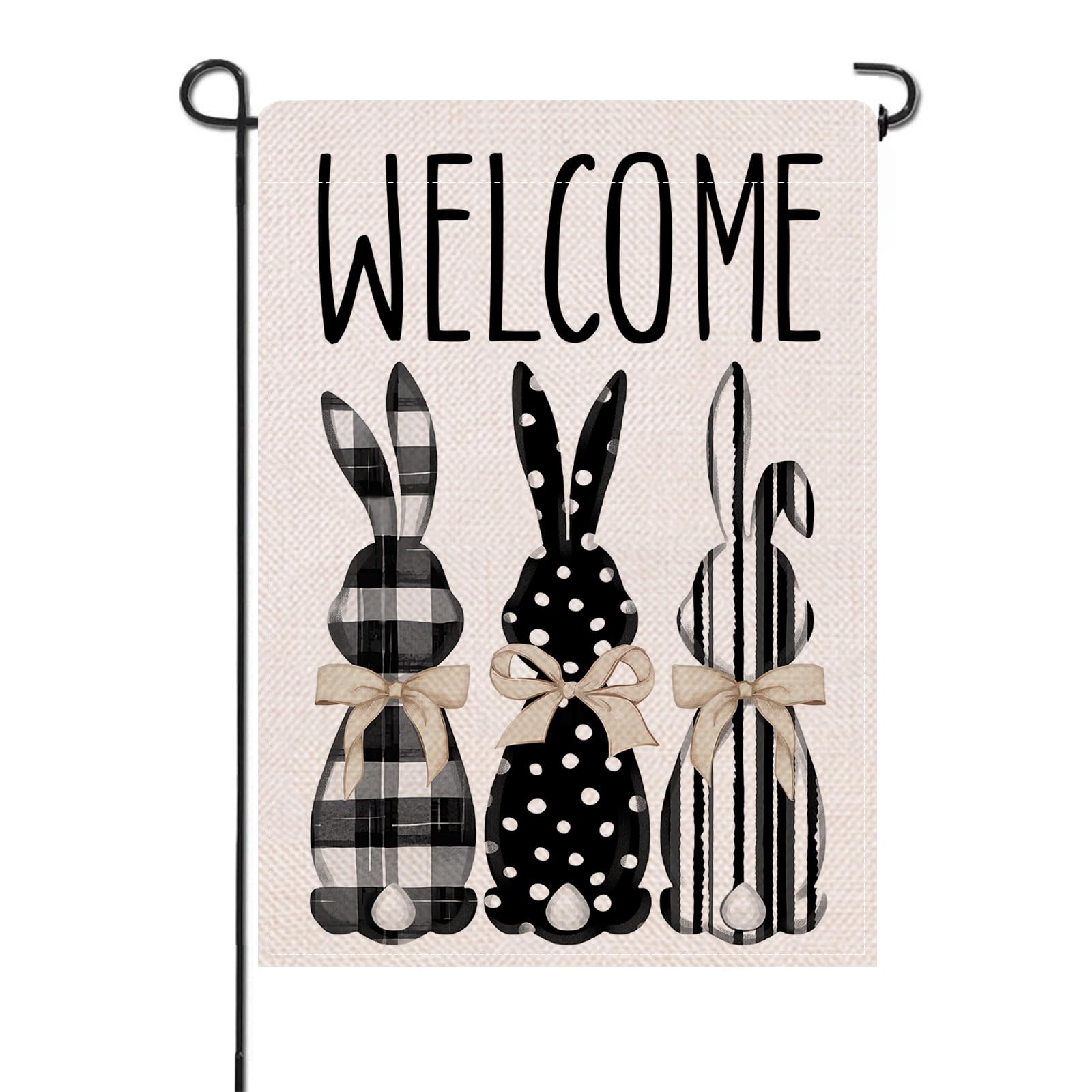 Artofy Welcome Easter Bunny flag front view adds cheerful spring curb appeal