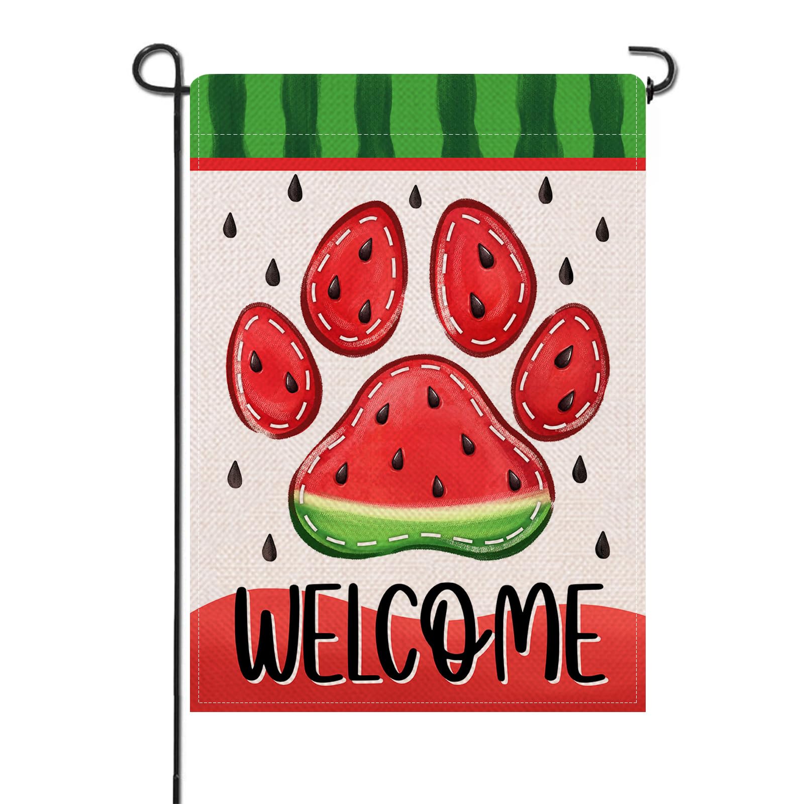 Artofy Welcome Summer dog and cat paw print flag for outdoor yard display.
