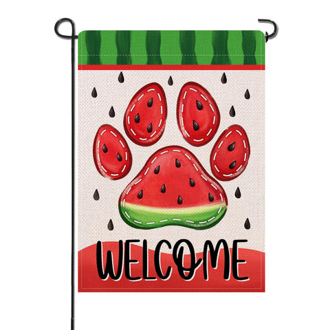 Artofy Welcome Summer dog and cat paw print flag for outdoor yard display.