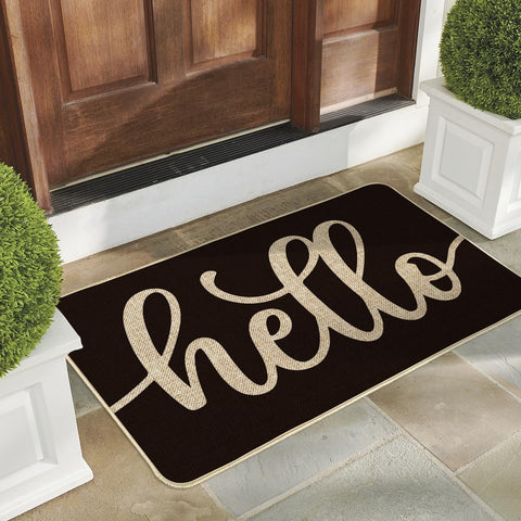 The 17x29 inch Artoid Mode Balck Hello Halloween Doormat is ideal for most doors