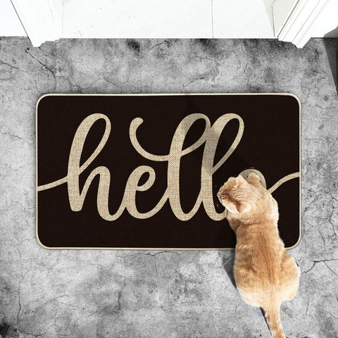 Artoid Mode Balck Hello Halloween Doormat suitable for indoor and outdoor use