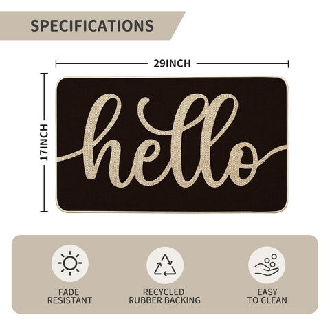 Non-slip rubber backing on the Artoid Mode Balck Hello Halloween Doormat for stability