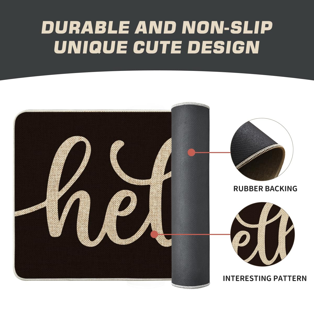 Stain-resistant surface of the Artoid Mode Balck Hello Halloween Doormat is easy to maintain