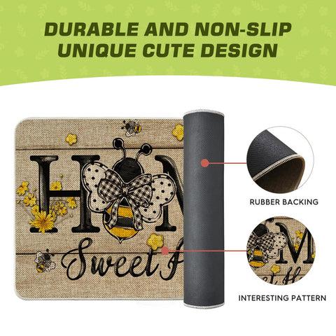 Artoid Mode Bee Daisy easy-clean mat cleans with hose or sponge.