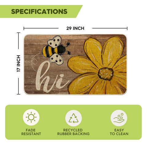 Artoid Mode Bee Daisy Hi Spring Doormat outdoors-ready to withstand weather and dirt