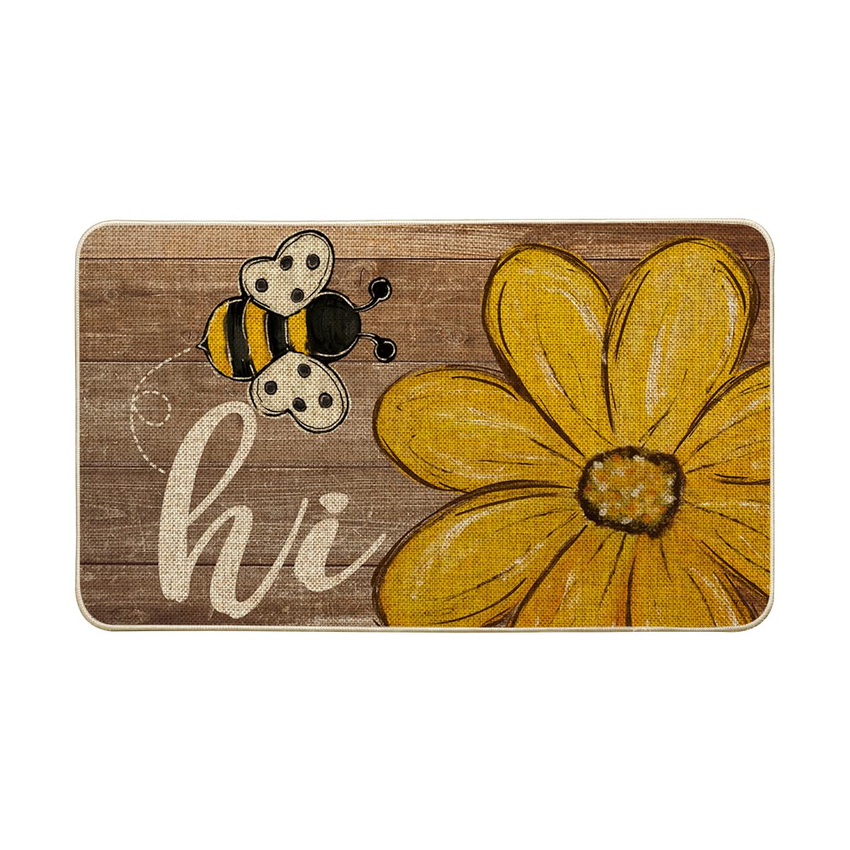 Artoid Mode Bee Daisy Hi Spring Doormat front entry with seasonal pattern
