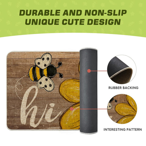 Artoid Mode Bee Daisy Hi Spring Doormat stain-resistant surface keeps dirt at bay