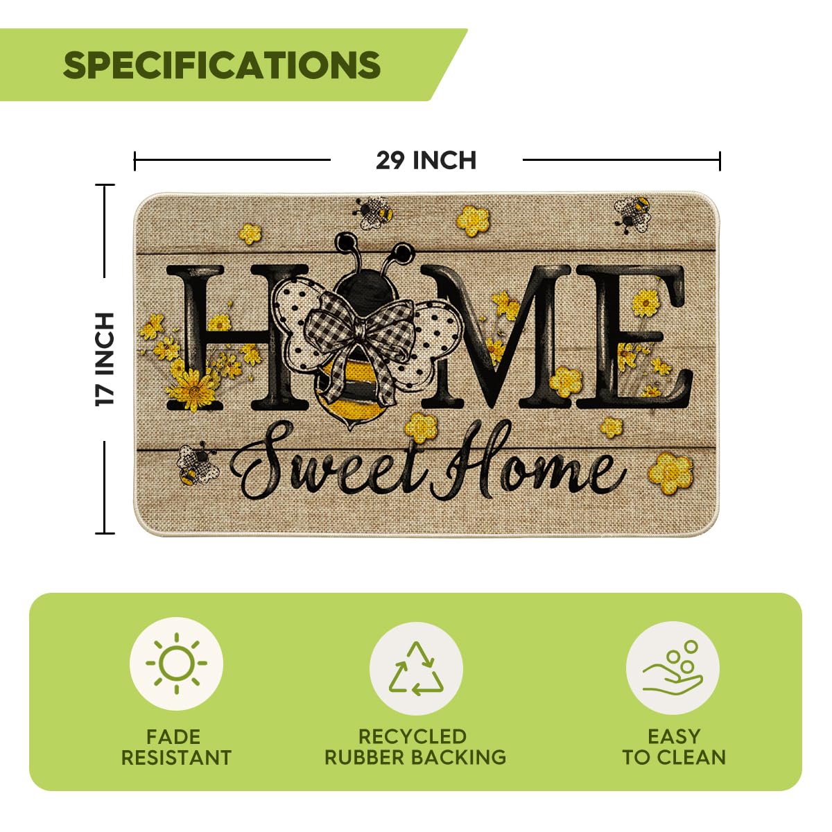 Artoid Mode Bee Daisy indoor outdoor rug anchors porches with durable, low-profile design.