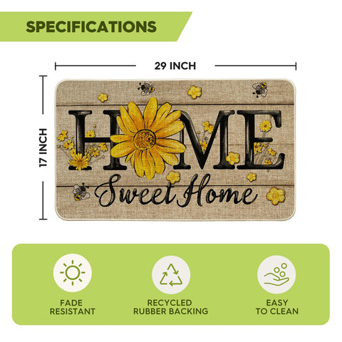 Artoid Mode Bee Sunflower Daisy doormat entryway setup, ideal for porch welcomes.