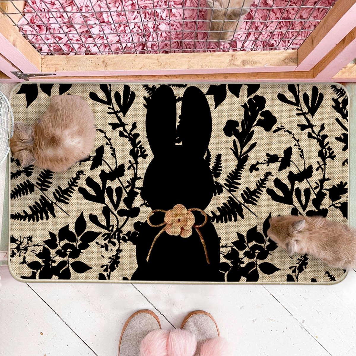 Artoid Mode Easter Doormat with a low-profile edge fits under most doors smoothly.