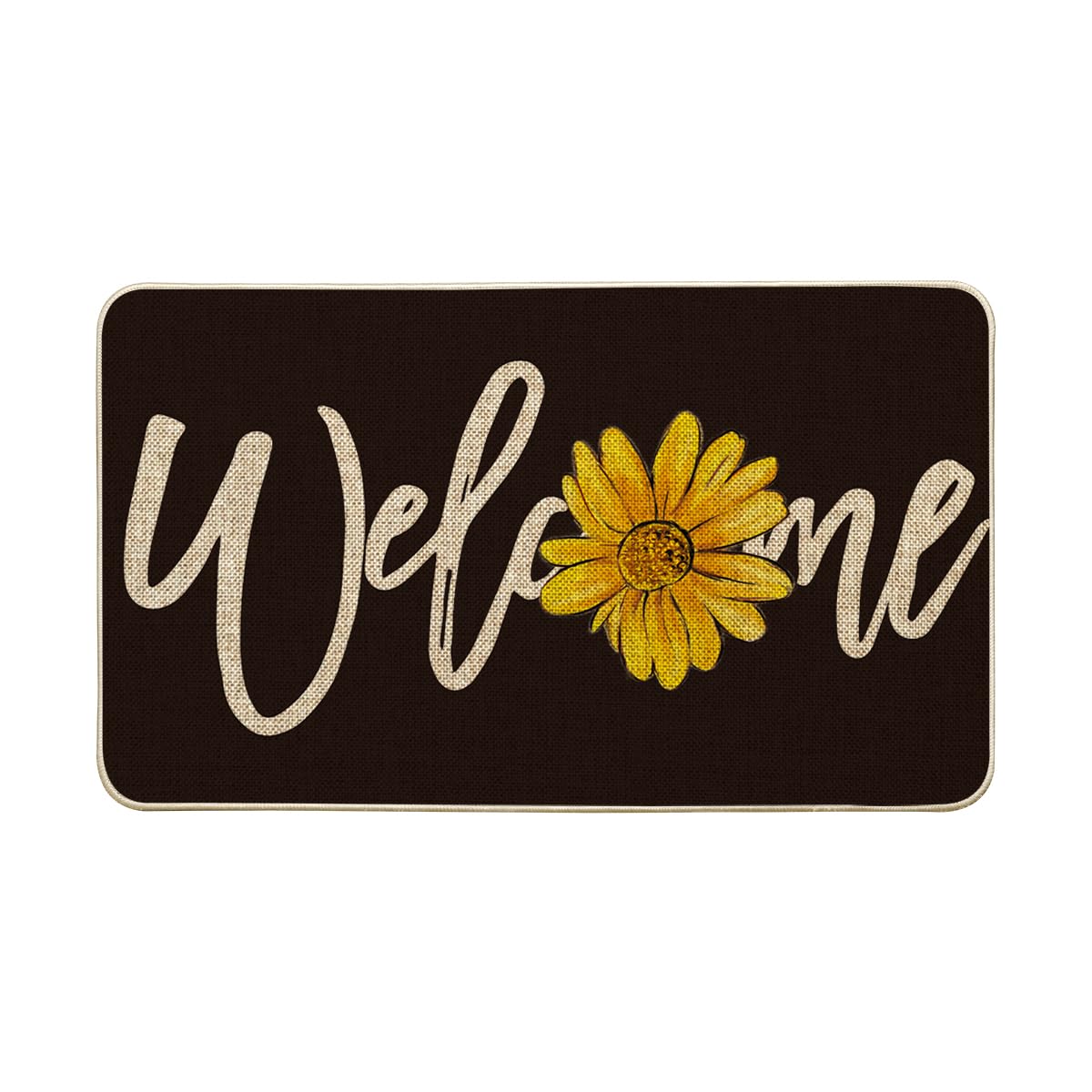 Artoid Mode Black Sunflower doormat with welcoming design enhances curb appeal and keeps dirt at bay
