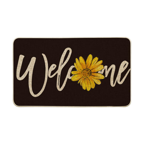 Artoid Mode Black Sunflower doormat with welcoming design enhances curb appeal and keeps dirt at bay