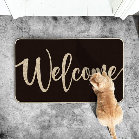 Artoid Mode black welcome doormat measures 17x29 inches for entryways