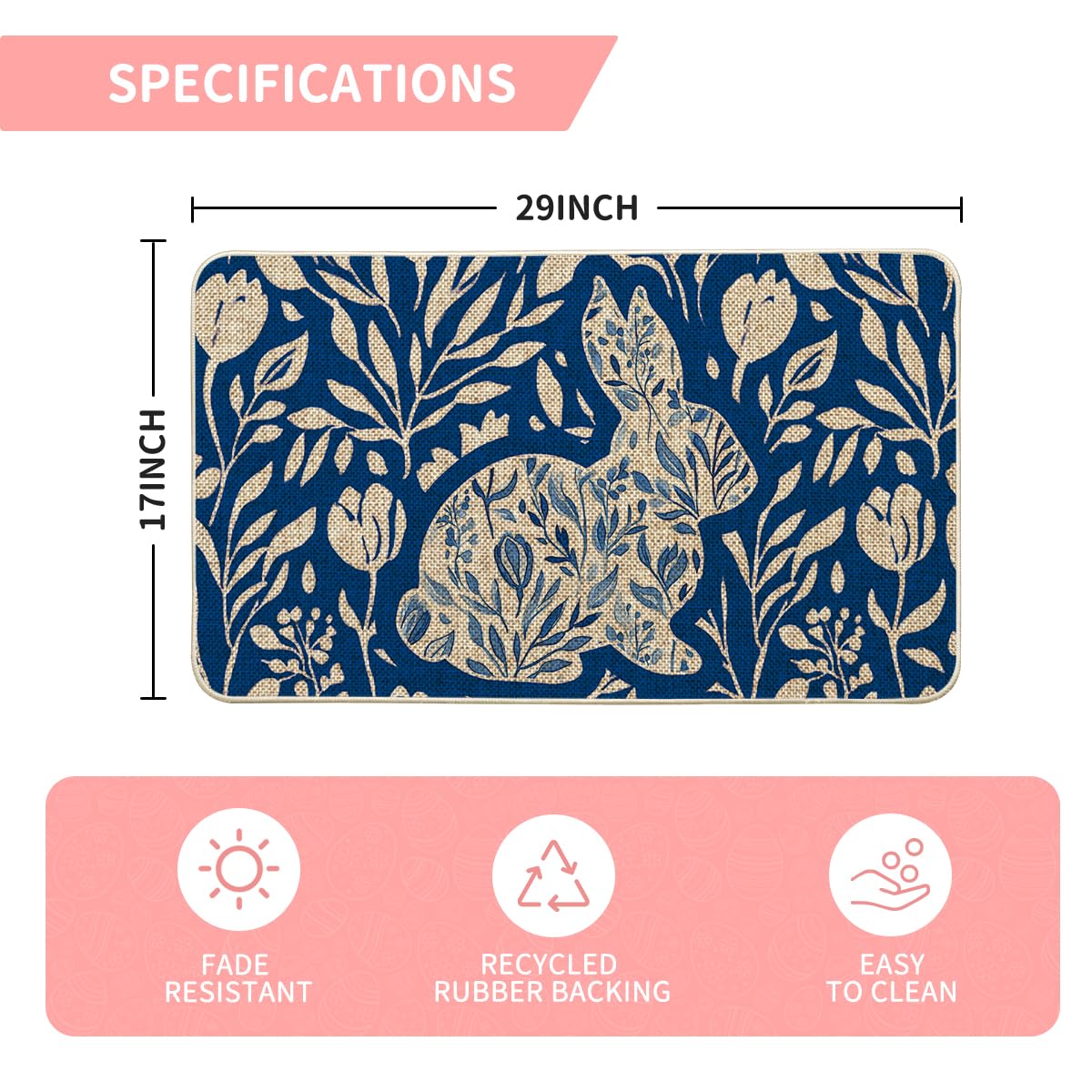 Artoid Mode Easter doormat featuring bunny and florals for porch decor